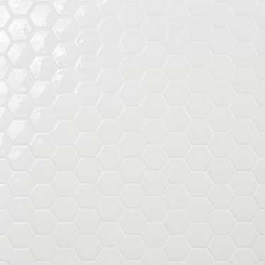 Nabi Glass Blanco White 3" Hexagon Polished Glass Mosaic Tile - Sample