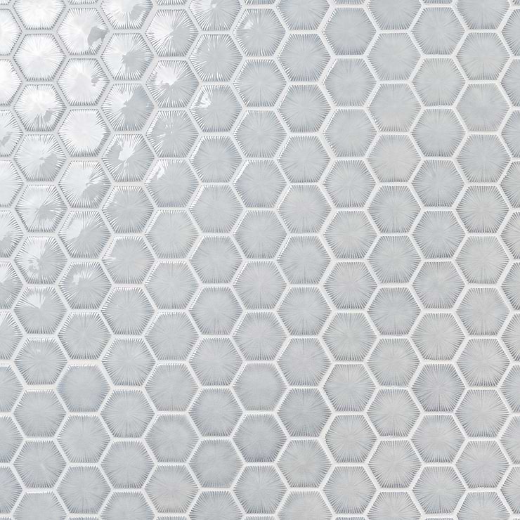 Nabi Sky Blue 3" Hexagon Polished Glass Mosaic Tile