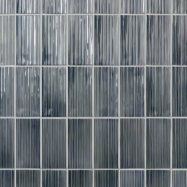 Nabi Midnight Blue 4.5x9 Fluted Ridged Polished Glass Tile