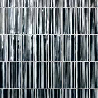 Nabi Glass Midnight Blue 4.5x9 Fluted Ridged Polished Glass Tile - Sample