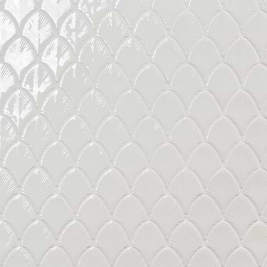 Nabi Glass Blanco White 3x4" Fishscale Polished Glass Mosaic Tile - Sample