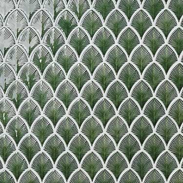 Nabi Glass Capri Green 3x4" Fishscale Polished Glass Mosaic Tile - Sample