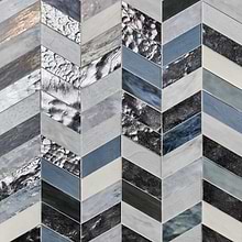 Elizabeth Sutton Meta Zanzibar Dark Silver 2x5 Chevron Glossy Glass Mosaic Tile