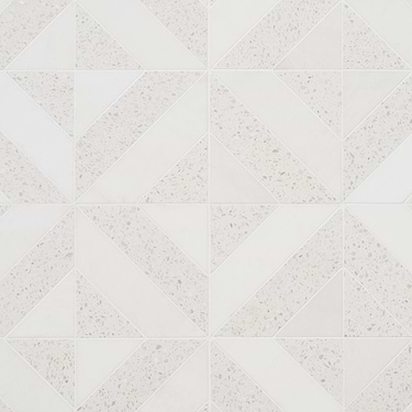 Cleopatra Diagonals Salt White Terrazzo and Bianco White Marble Polished Mosaic - Sample