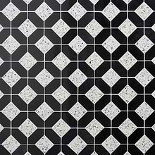 Cleopatra Diamond Truffle White Terrazzo and Nero Marquina Black Marble Polished Mosaic Tile