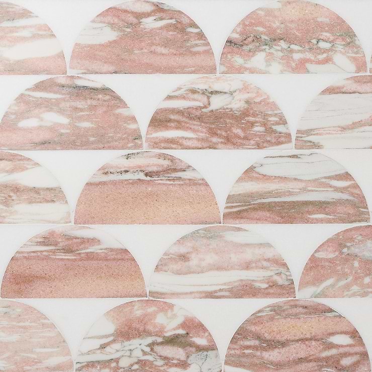 Moonrise Rosa Norvegia Pink Polished Marble Waterjet Mosaic Tile