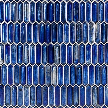 Komorebi Picket Athens Blue 1x3 Polished Glass Mosaic