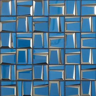 Rumi French Blue Polished Mirrored Glass Mosaic Tile  - Sample