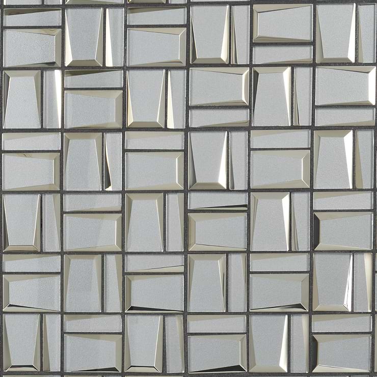 Rumi French Slate Gray Polished Mirrored Glass Mosaic Tile