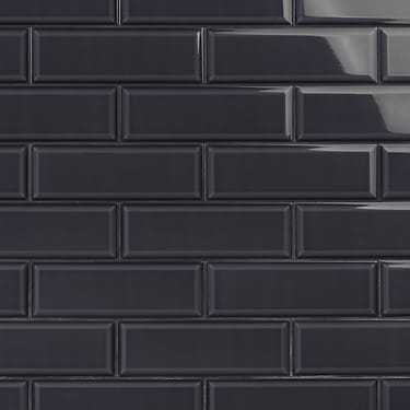 Rise Charcoal Gray 4x12 Beveled Glossy Ceramic Tile  - Sample