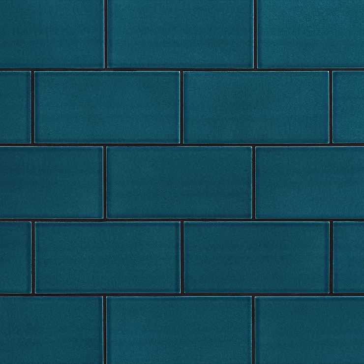 Seaside Marine Blue 4x8 Crackled Glossy Ceramic Tile