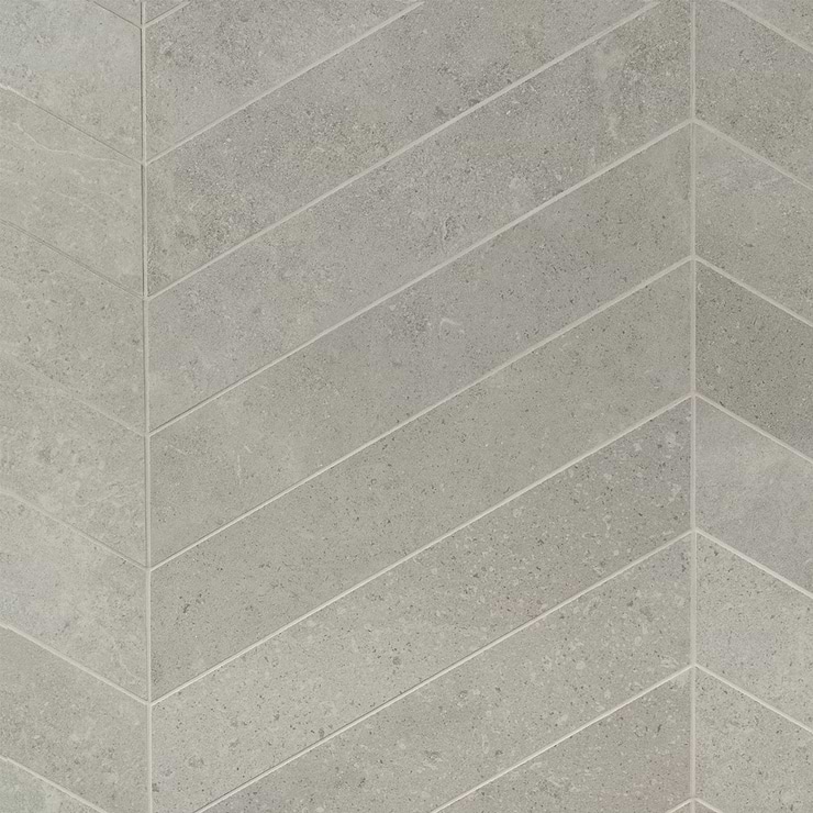 New Rock Fumo Light Gray 4x21 Chevron Limestone Look Matte Porcelain Tile