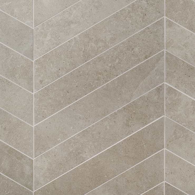 New Rock Tortora Taupe 4x21 Chevron Limestone Look Matte Porcelain Tile