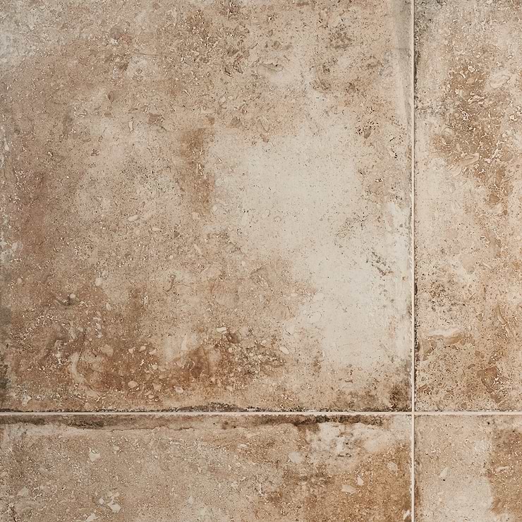 Seville Delfi Dark Beige 24x24 Travertine Look Matte Porcelain Tile