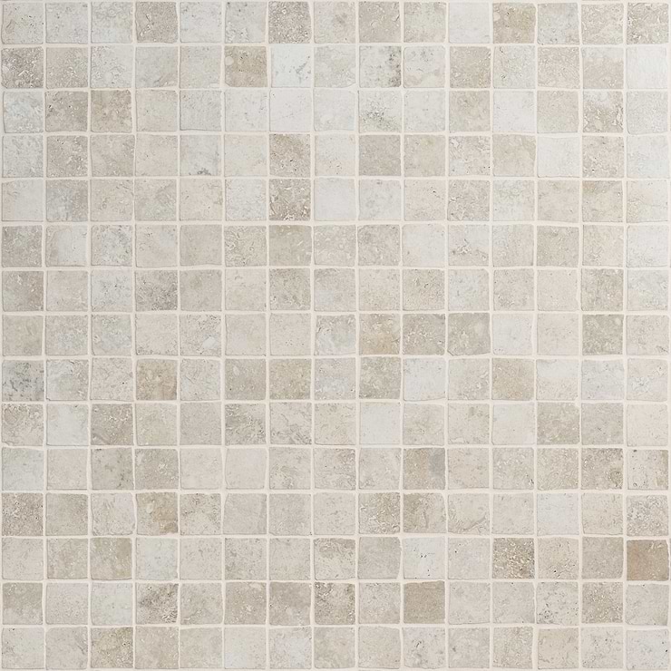 Seville Olimpia White 2x2 Travertine Look Matte Porcelain Mosaic Tile