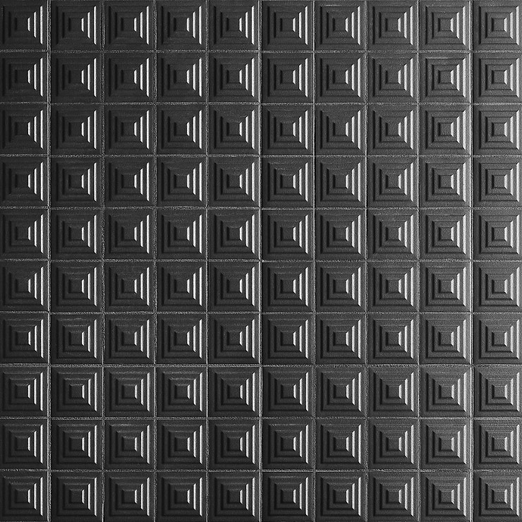 Kinzie Pyramid Charcoal Black 8x16 3D Matte Ceramic Tile
