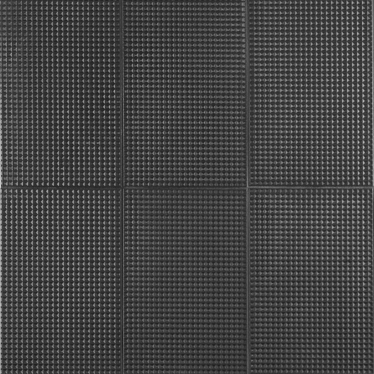 Kinzie Waffle Charcoal Black 8x16 Textured Matte Ceramic Tile