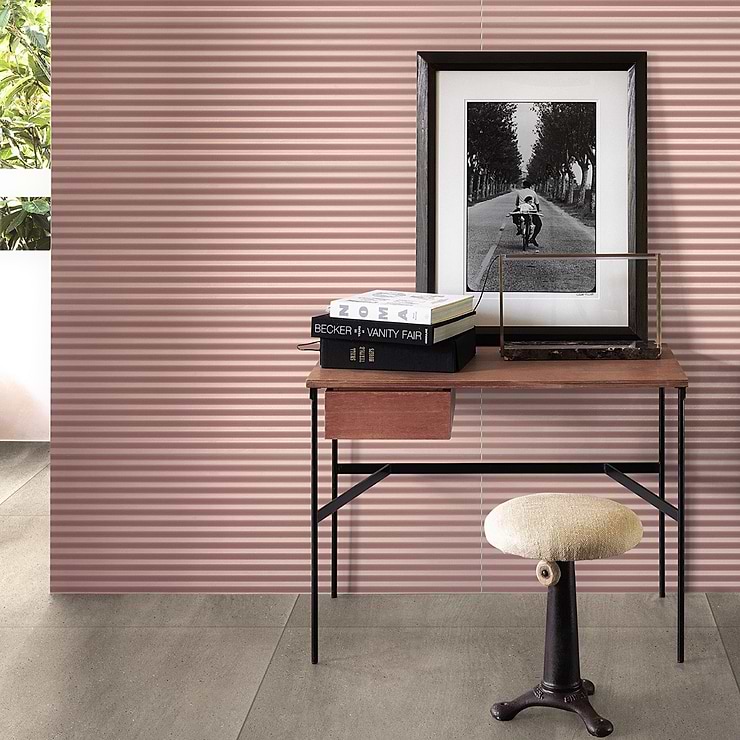 Mod Blush Pink 12x36 3D Fluted Matte Ceramic Tile 