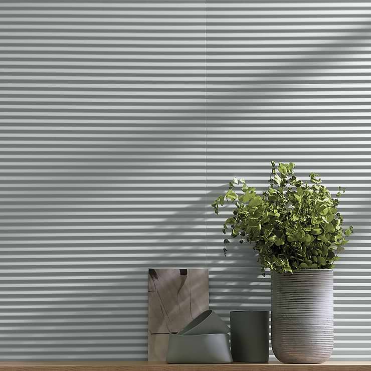 Mod Aquamarine 12x36 3D Fluted Matte Ceramic Tile 