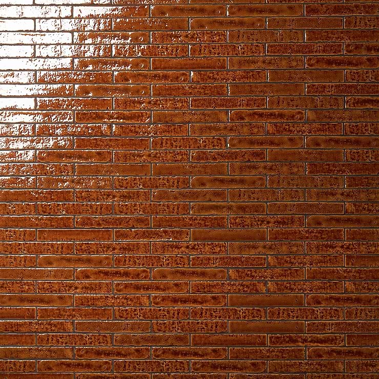 Wabi Sabi Honey Brown 1.5x9 Crackled Glossy Ceramic Tile