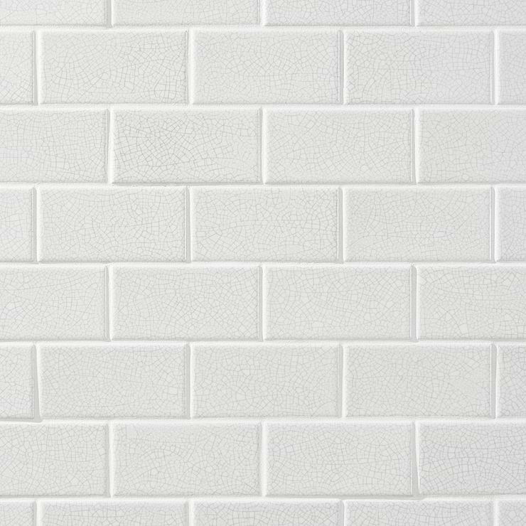 Sarina Vintage White 3x6 Glossy Crackled Ceramic Wall Tile