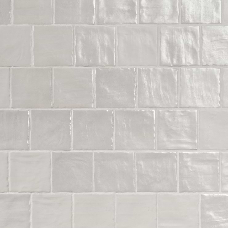 Montauk Gin 4x4 White Ceramic Wall Tile with Mixed Finish