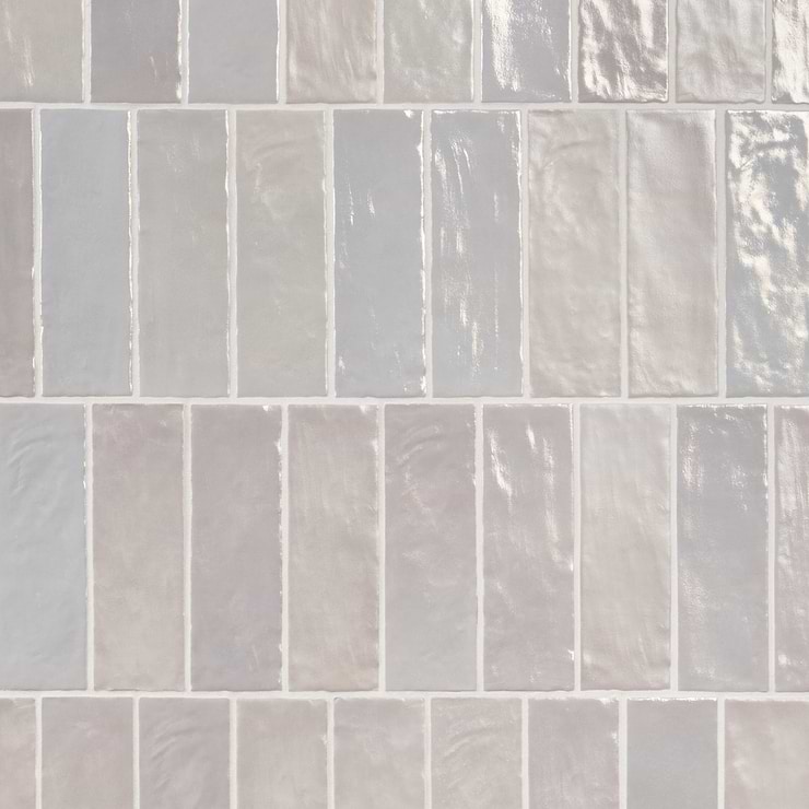 Montauk Fog 2x8 Gray Ceramic Subway Wall Tile with Mixed Finish