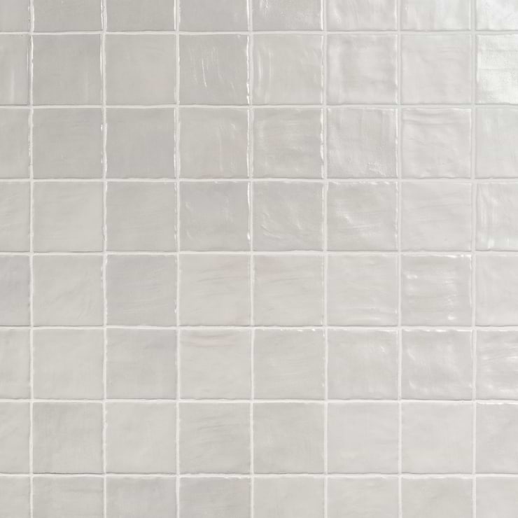 Montauk Gin 4x4 White Ceramic Wall Tile with Mixed Finish