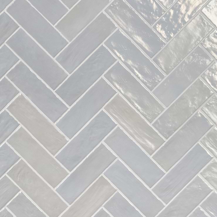 Montauk Sky 2x8 Blue Ceramic Subway Wall Tile with Mixed Finish