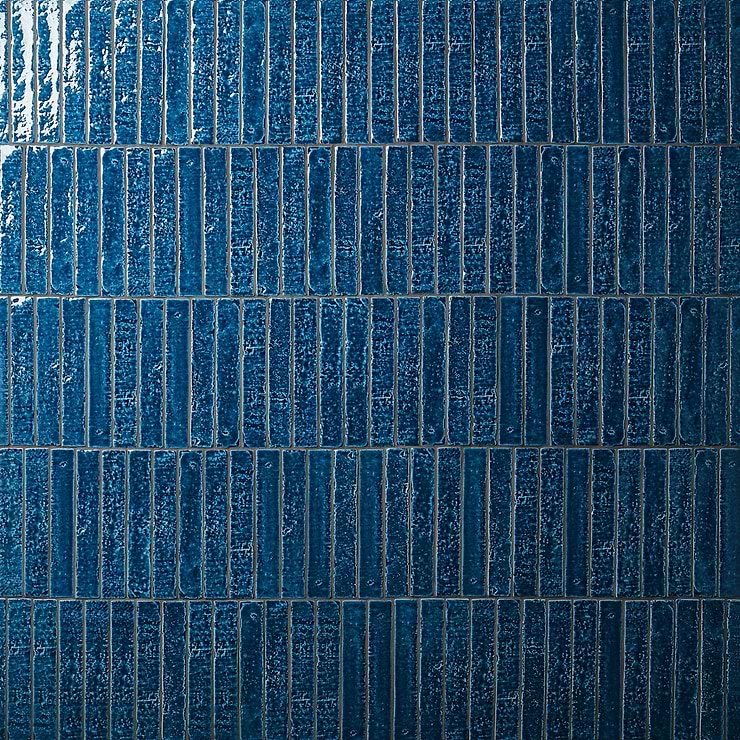 Wabi Sabi Sapphire Blue 1.5x9 Crackled Glossy Ceramic Tile