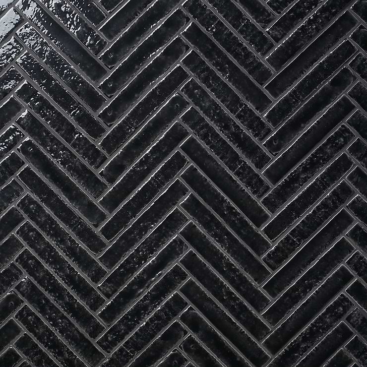 Wabi Sabi Coal Black 1.5x9 Glossy Ceramic Tile