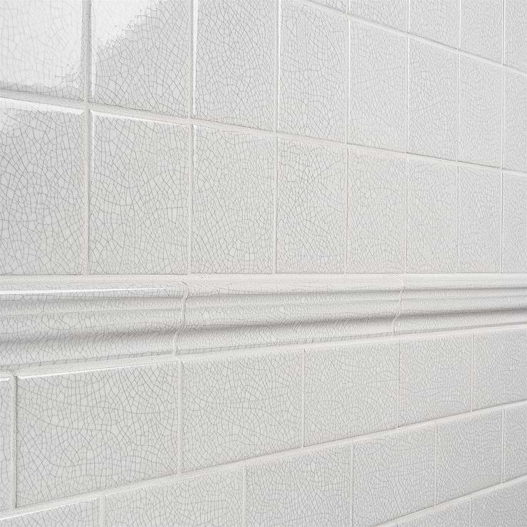 Sarina Vintage White 3x6 Glossy Crackled Ceramic Wall Tile