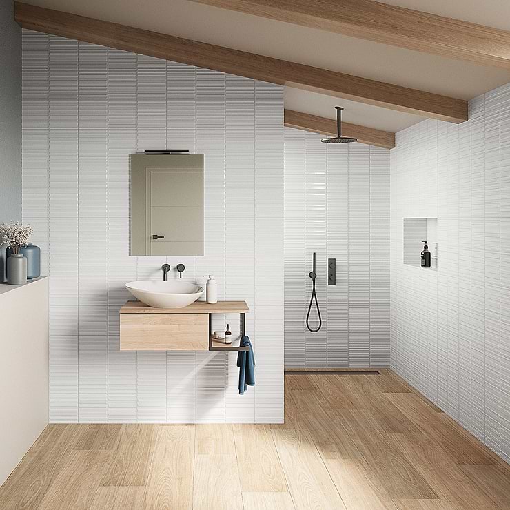 Sydney White 8x16 3D Glossy and Matte Mixed Finish Ceramic Tile