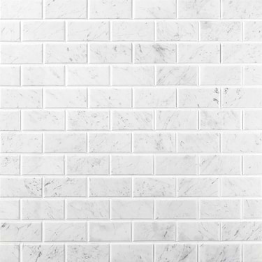 Carrara White Beveled 2x4 Polished Marble Mosaic