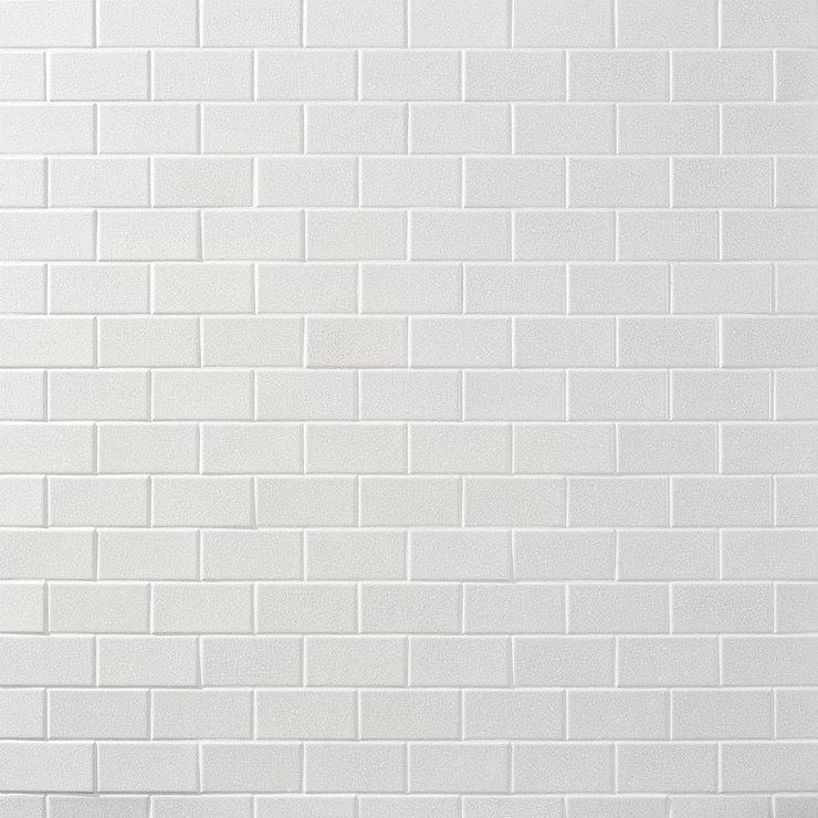 Sarina Vintage White 3x6 Glossy Crackled Ceramic Wall Tile