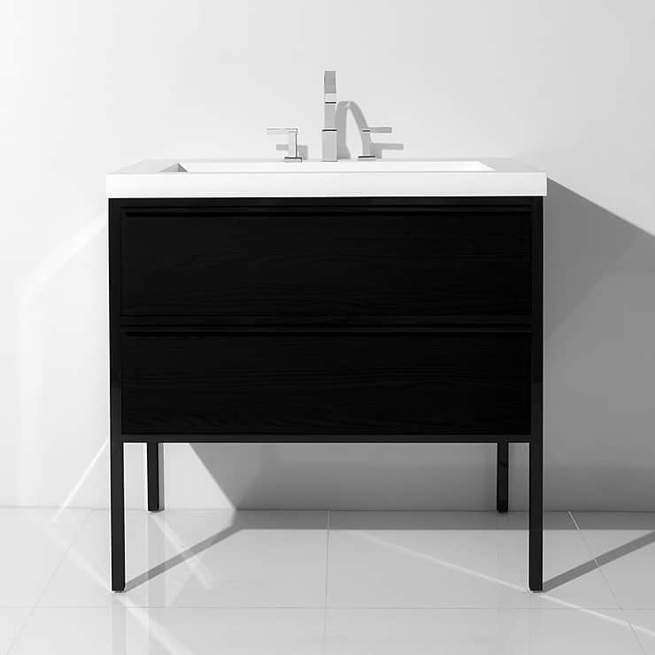 Element Black 24" Single Vanity with Integrated Top