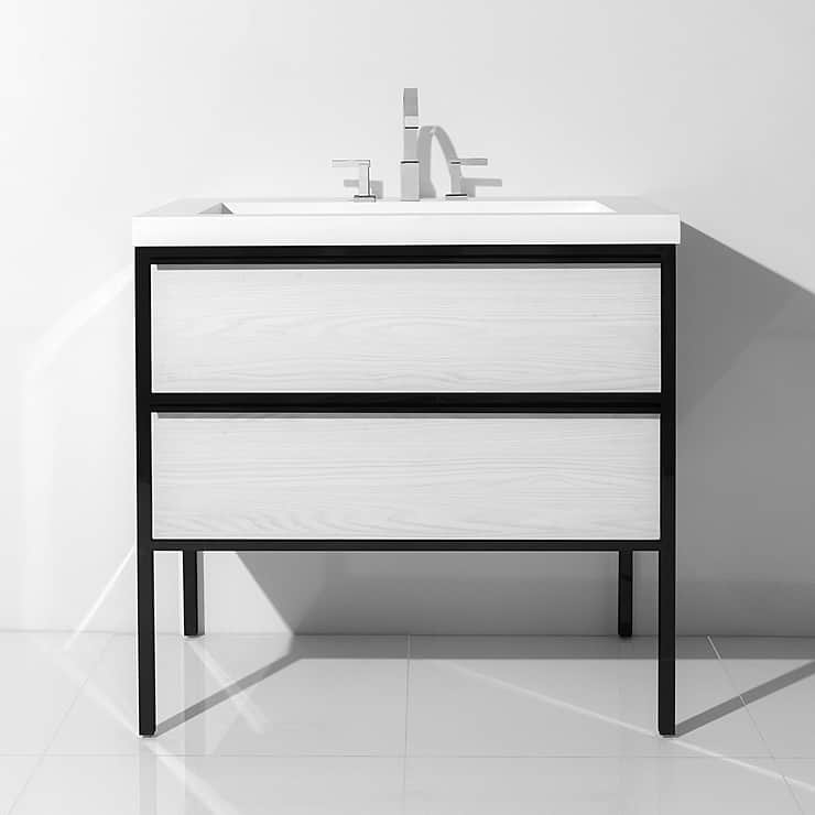 Element White and Black 30" Single Vanity with Integrated Top