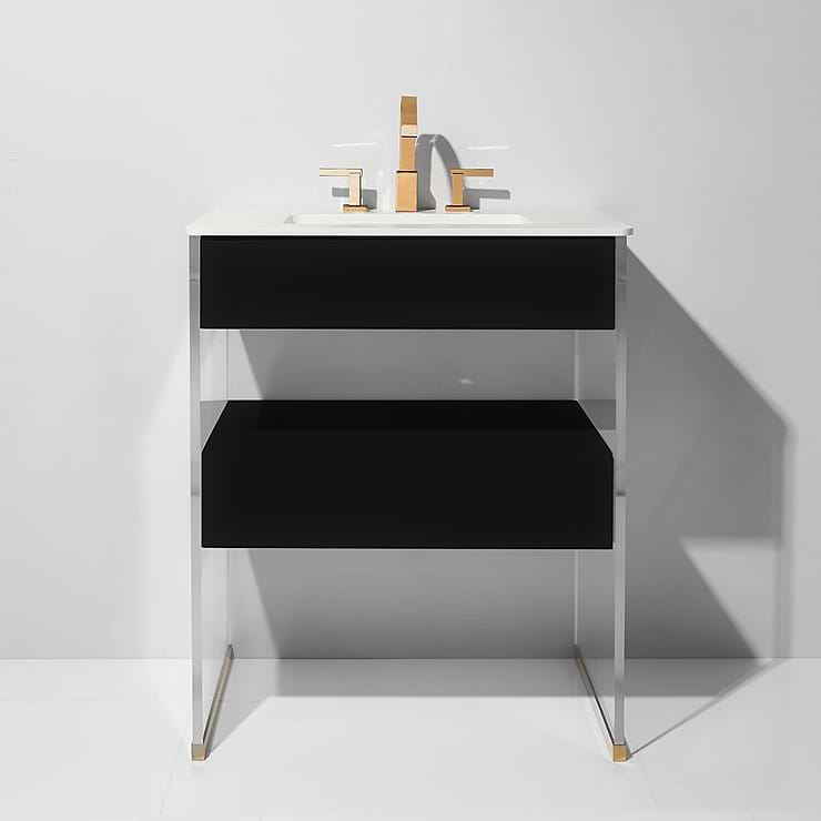 Lucite 30" Black Gloss Vanity and Counter