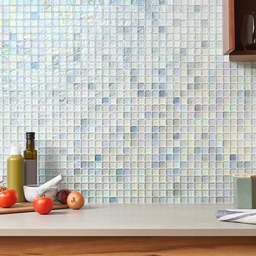 Splash Glacier White 1x1 Polished Glass Mosiac Tile  - Sample