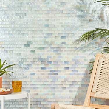 Splash Glacier White 1x2 Polished Glass Mosiac Tile  - Sample