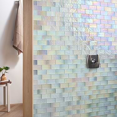 Splash Glacier White 2x4 Polished Glass Mosiac Tile  - Sample