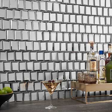 Rumi Glam Silver Polished Mirrored Glass Mosaic Tile  - Sample