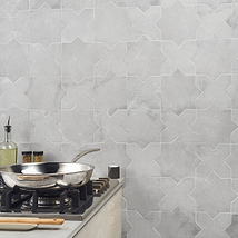 Not for Sale-Parma Dove Gray Matte Star and Dove Gray Matte Cross 6" Porcelain Tile