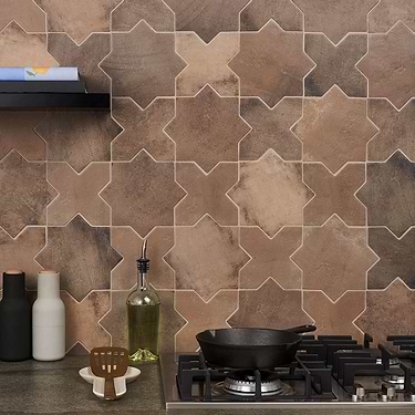 Parma Taupe Matte Star and Taupe Matte Cross 6" Terracotta Look Porcelain Tile - Sample