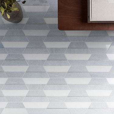 Margo Blue Gold 9"  Hexagon Marble and Brass Mosaic Tile