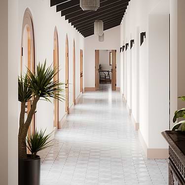 Parma Parma White Polished Star and White Matte Cross 6" Terracotta Look Porcelain Tile-Sample
