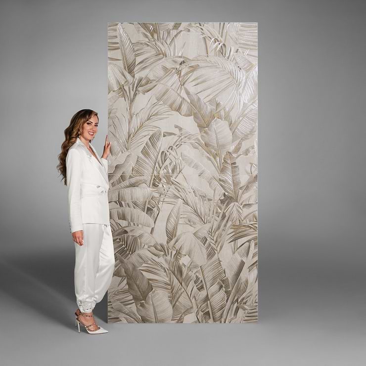 Art Gallery by Paula Purroy Golden Field Ivory Gray and White 24x48 Artisan Decor Matte Porcelain Tile