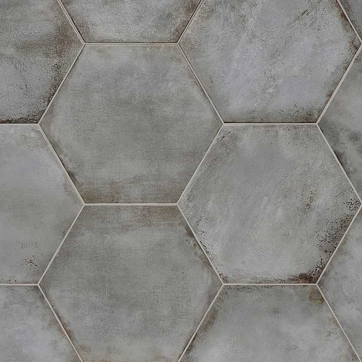 Angela Harris Flatiron Gray 20" Large  Hexagon Matte Porcelain Tile