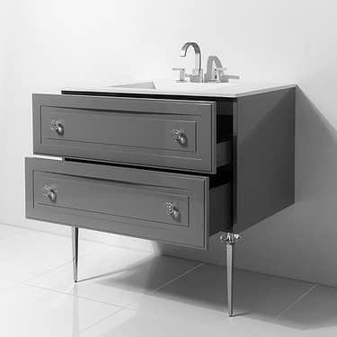 Alma Grigio Gray 36" Vanity with Chrome and Lucite Legs and Hardware
