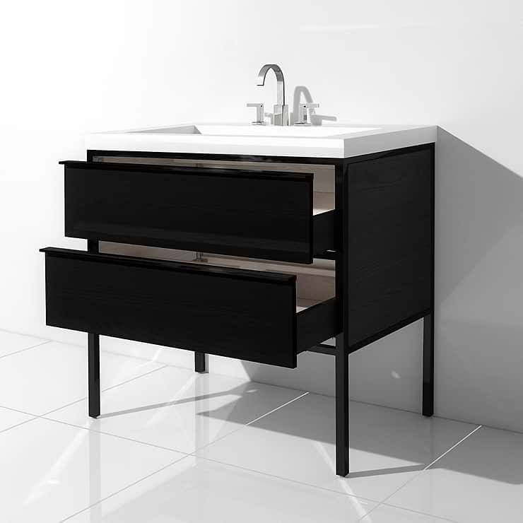 Element Black 36" Single Vanity with Integrated Top